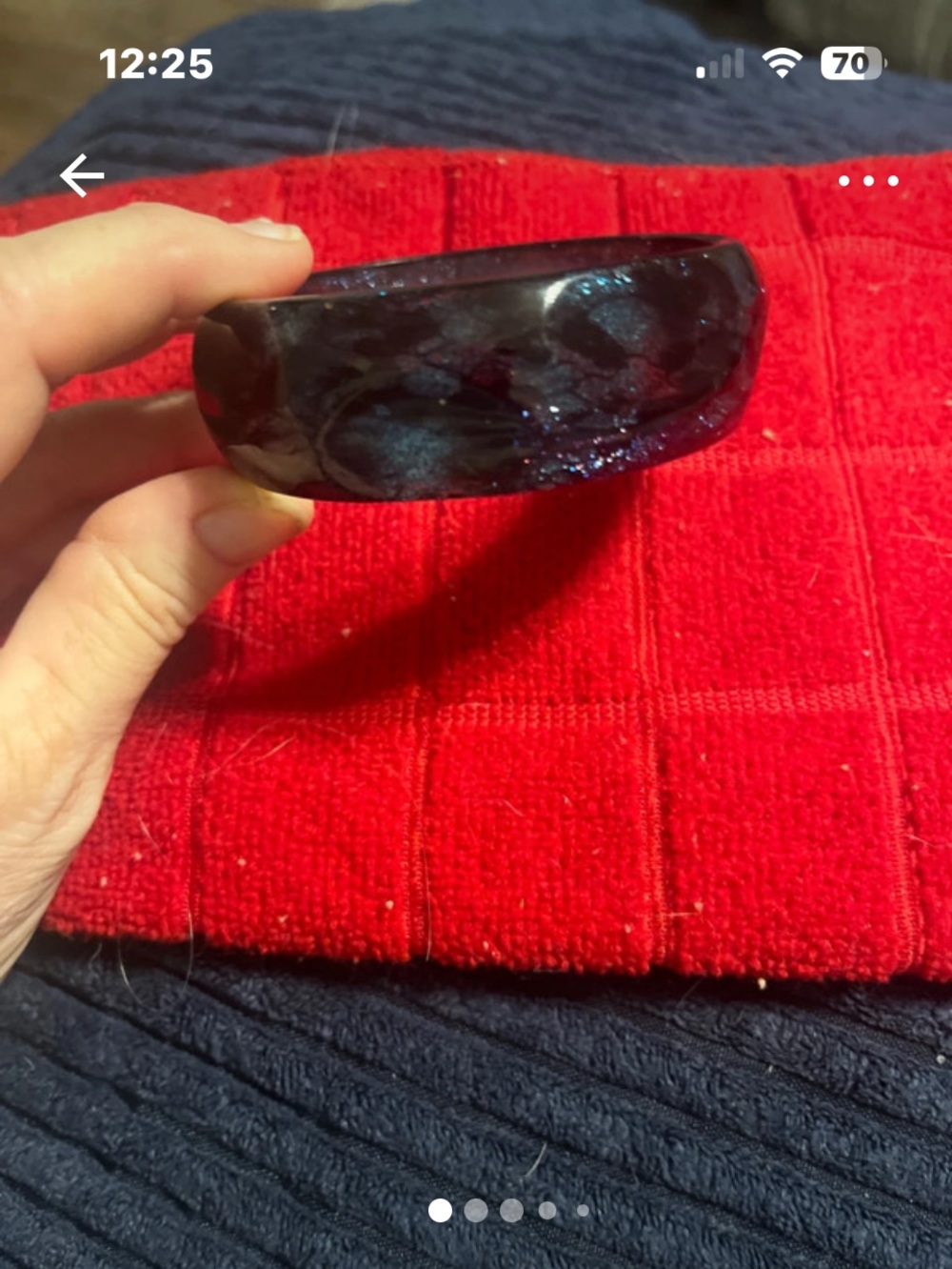 Dark Blue Marbled Resin Bangle Bracelet